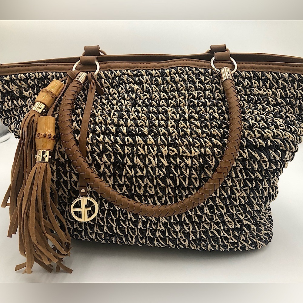 GIANI BERNINI Vintage Paperstraw Woven shoulder bag